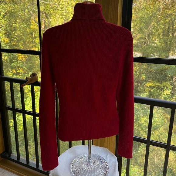 Dark Red Oxblood Cashmere Turtleneck Knit Sweater ~ L - Picture 13 of 13